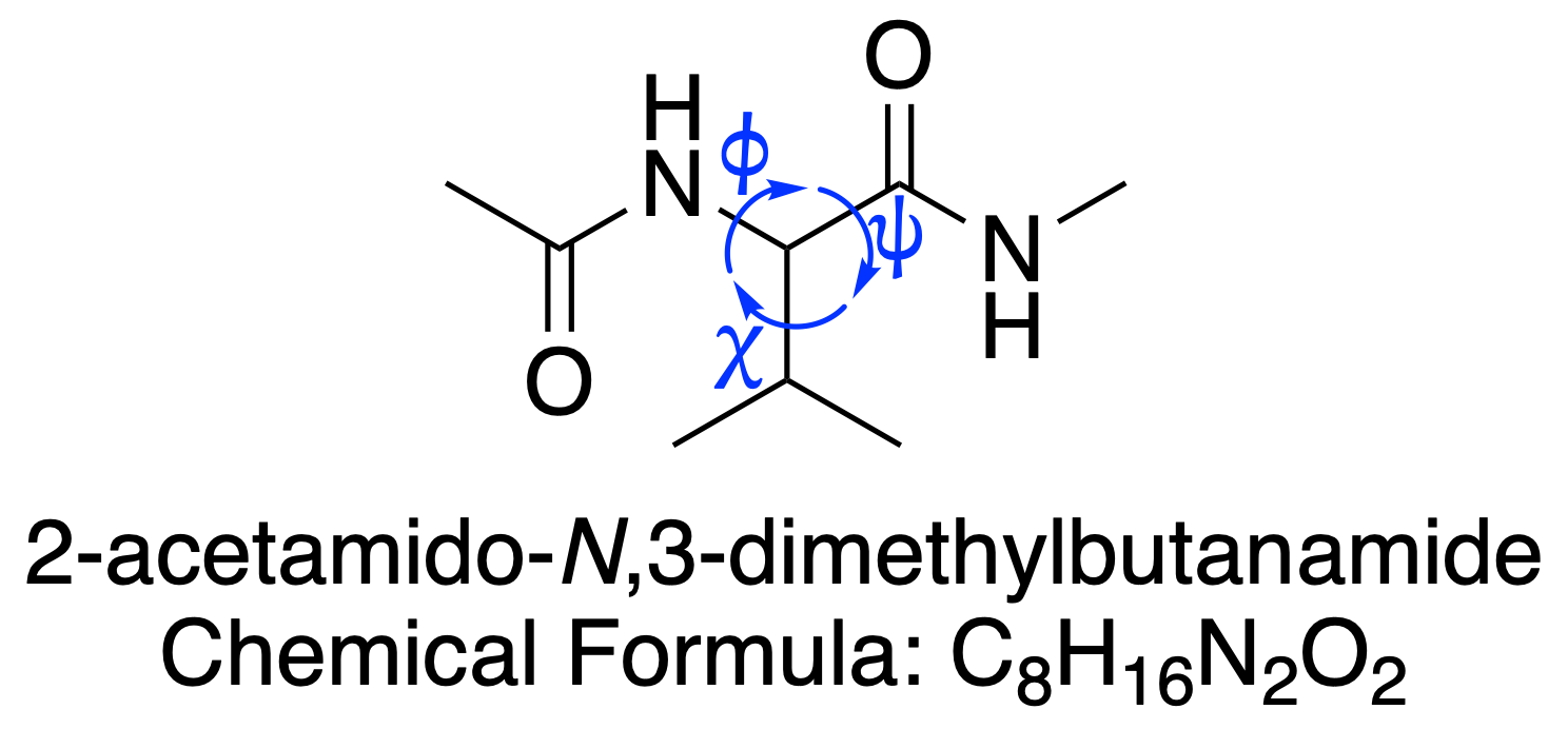 Chemical structure of valine dipeptide (2-acetamido-N,3-dimethylbutanamide)